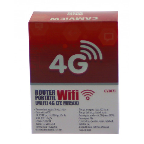 ROUTER (MIFI) WIFI PORTATIL 4G LTE MR500 CAMVIEW - Imagen 3