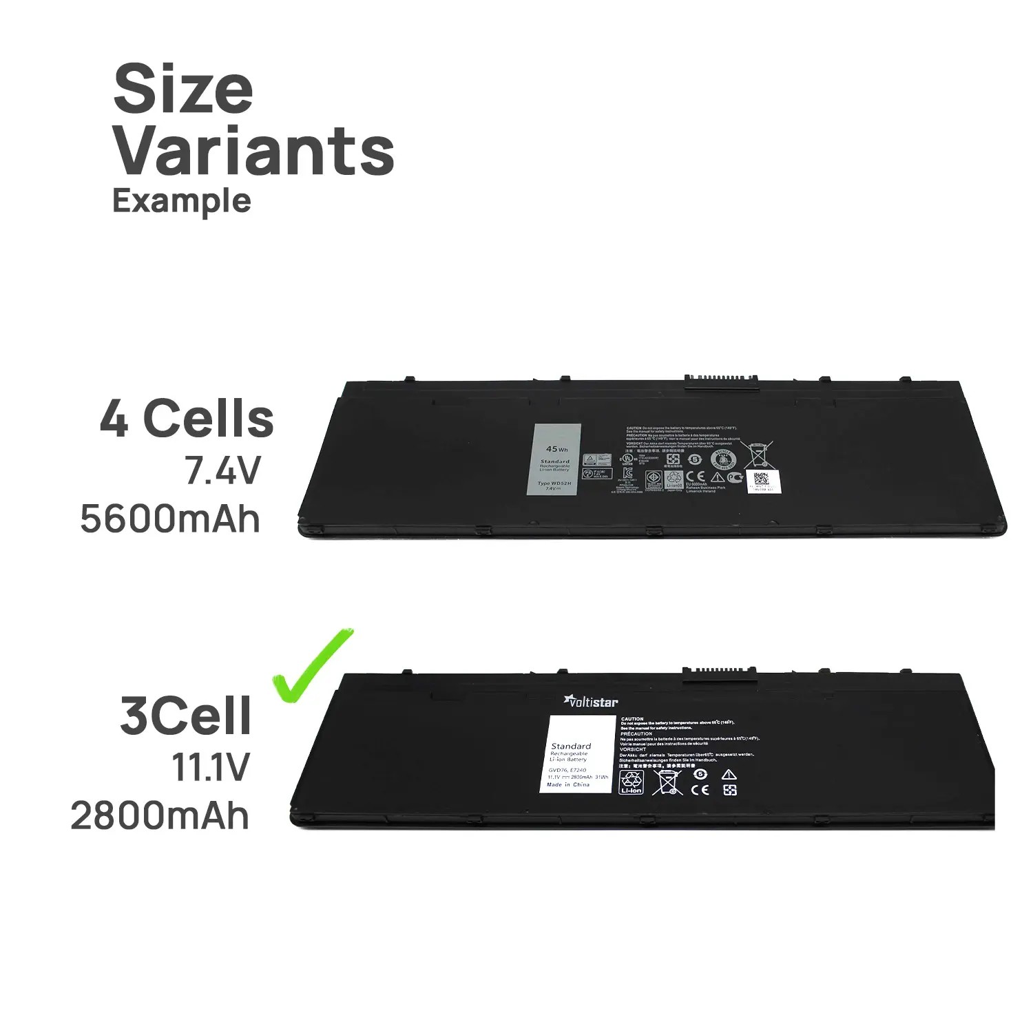 BATERÍA PARA PORTÁTIL DELL LATITUDE E7240 E7250 WD52H VFV59 KWFFN F3G33 GVD76 11.1V - Imagen 3