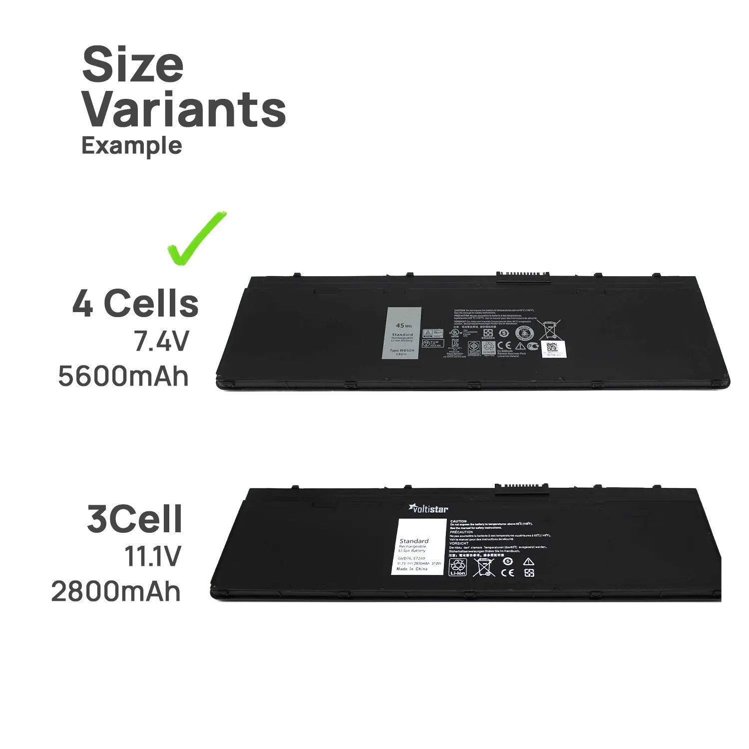 BATERÍA PARA PORTÁTIL DELL LATITUDE 12 7000 E7240 E7250 WD52H - Imagen 3