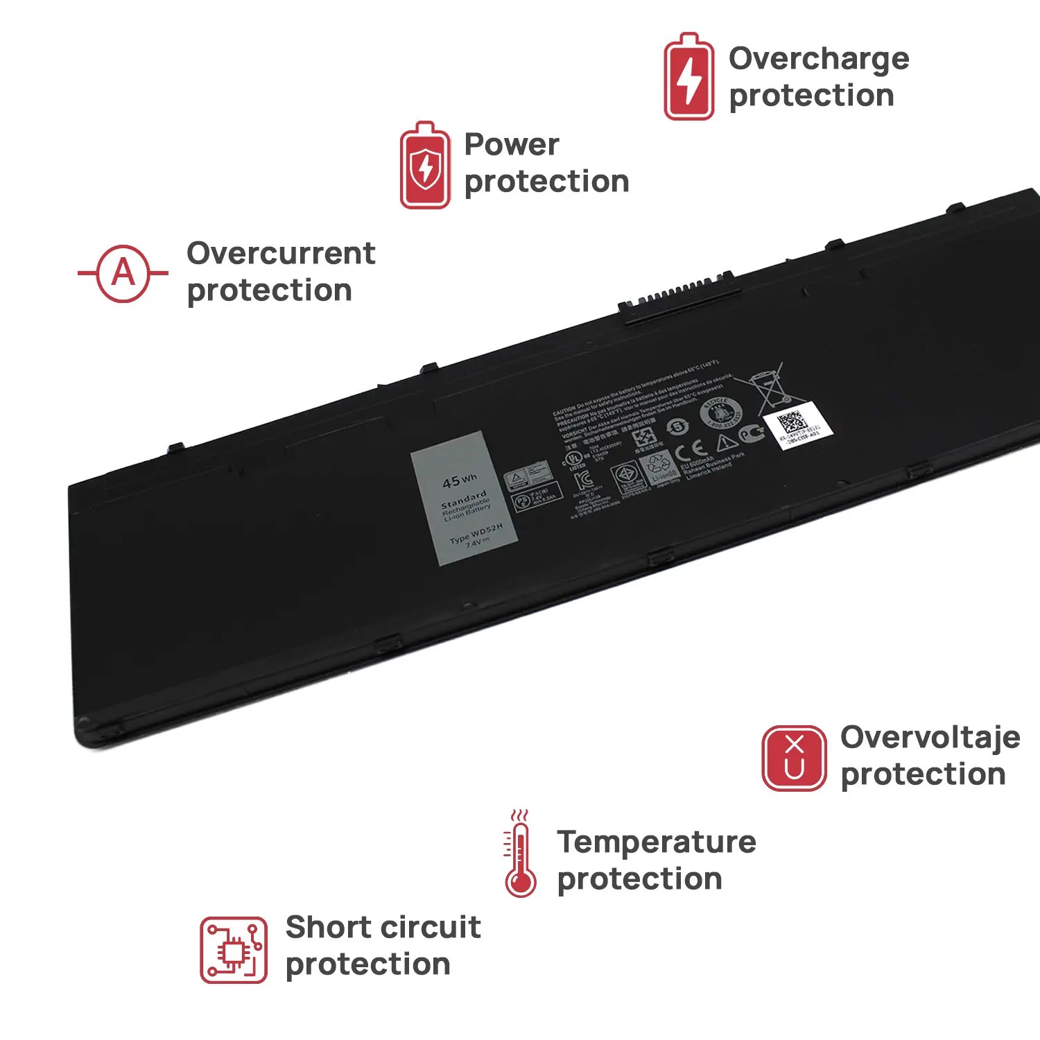 BATERÍA PARA PORTÁTIL DELL LATITUDE 12 7000 E7240 E7250 WD52H - Imagen 5