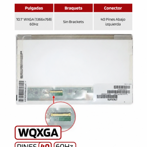 Pantalla Portatil AUO / BOE / INNOLUX LTN101AT03 10.1 WXGA (1366x768) 60Hz 40 Pines Abajo izquierda Sin Brackets Compatible