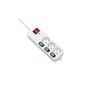 BASE MULTIPLE 3 ENCHUFES CON INTERRUPTORES