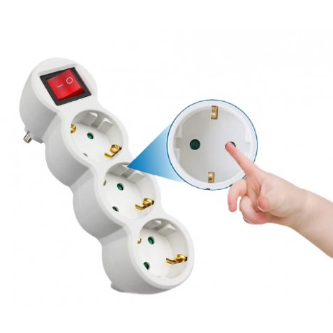 BASE MULTIPLE 3 TOMAS CON INTERRUPTOR ELBAT - Imagen 4