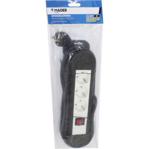 BASE MULTIPLE 3 TOMAS CON INTERRUPTOR MADER - Imagen 2