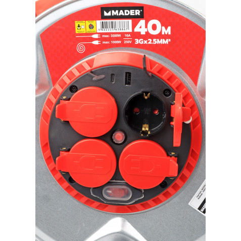 ENROLLACABLE METAL CON TAPAS 40 METROS 3GX2.5MM MADER - Imagen 4
