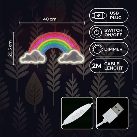 LAMPARA DECORATIVA NEON LED RAINBOW ON CLOUDS FOREVER - Imagen 3