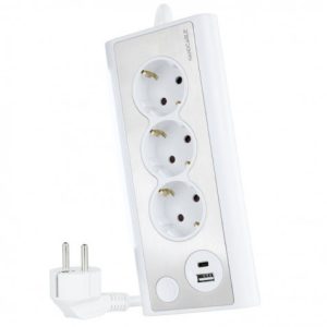 REGLETA 3 TOMAS + 2 USB CON CABLE 1.5METROS BLANCO NANOCABLE